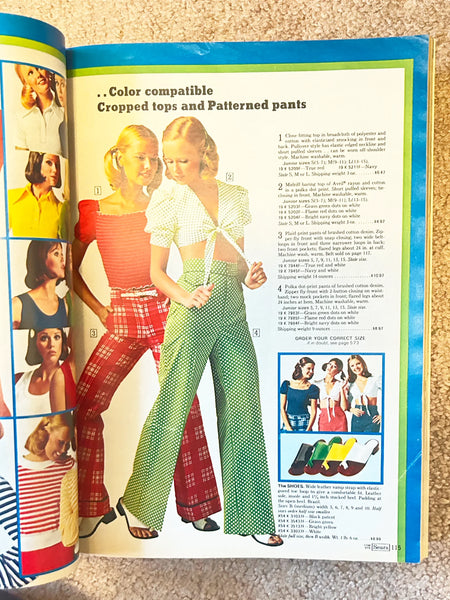 Buckle up for a wild ride through 1974 with this gloriously thick Sears catalog—all 1427 pages of it! This spring-to-summer edition is basically a time machine disguised as a shopping guide, packed with the most wonderfully outrageous fashions, furniture, and gadgets that defined the decade