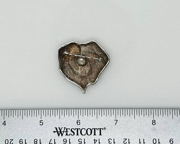 Silver Rose Heart Pin Brooch - Lamoree’s Vintage