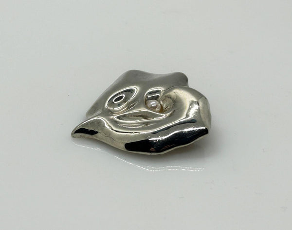 Silver Rose Heart Pin Brooch - Lamoree’s Vintage