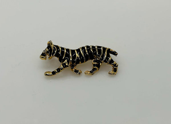 Sleek Black and Gold Tiger Brooch - Lamoree’s Vintage