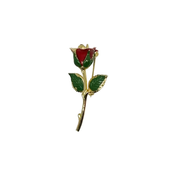 Small Vintage Red Rose Bud Brooch - Lamoree’s Vintage
