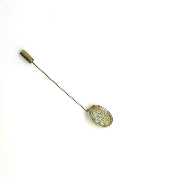 Vintage Reverse Intaglio Essex Crystal Floral Lapel Pin