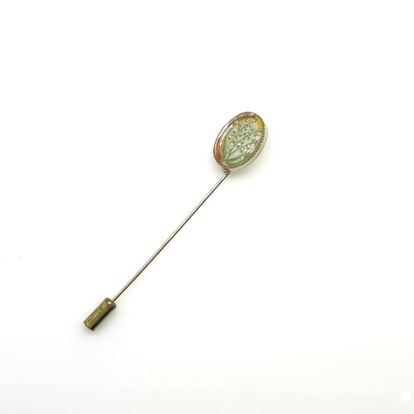 Vintage Reverse Intaglio Essex Crystal Floral Lapel Pin