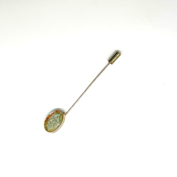 Vintage Reverse Intaglio Essex Crystal Floral Lapel Pin