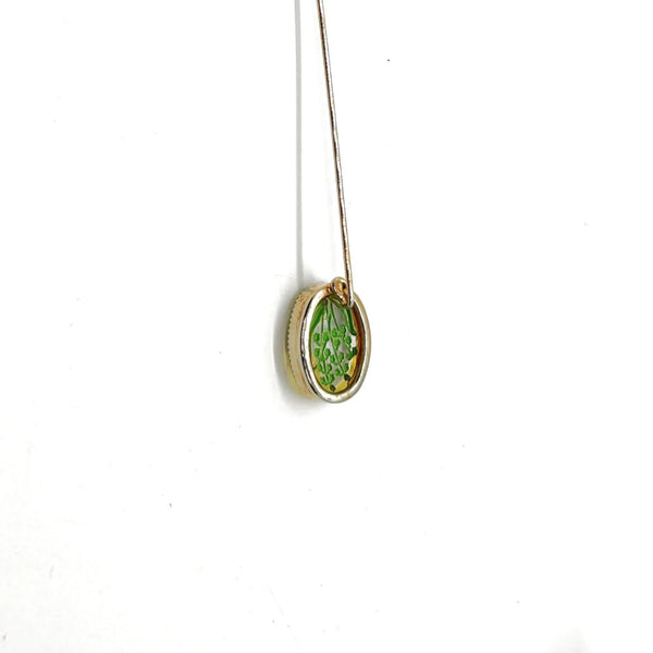 Perfect for vintage lovers: our "Lily of the Valley" Antique Essex Crystal Reverse Intaglio Stickpin provides exquisite floral artistry. Shop today!