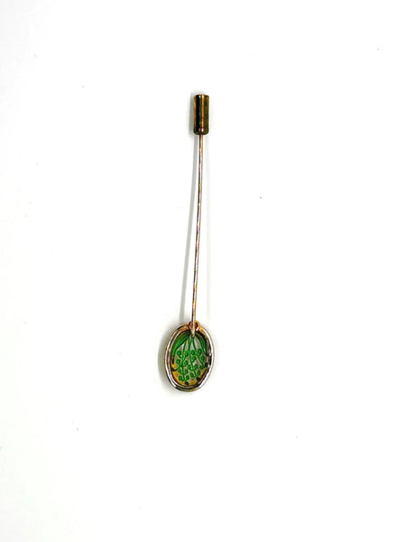 Perfect for vintage lovers: our "Lily of the Valley" Antique Essex Crystal Reverse Intaglio Stickpin provides exquisite floral artistry. Shop today!