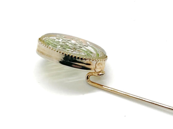 Perfect for vintage lovers: our "Lily of the Valley" Antique Essex Crystal Reverse Intaglio Stickpin provides exquisite floral artistry. Shop today!