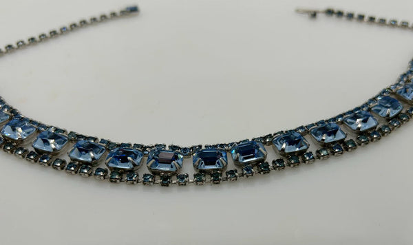 Sparkling Baby Blue Rhinestone Necklace Choker - Lamoree’s Vintage