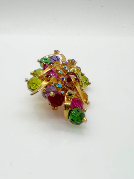 Sparkling Vintage Colorful Crystal Austrian Brooch - Lamoree’s Vintage