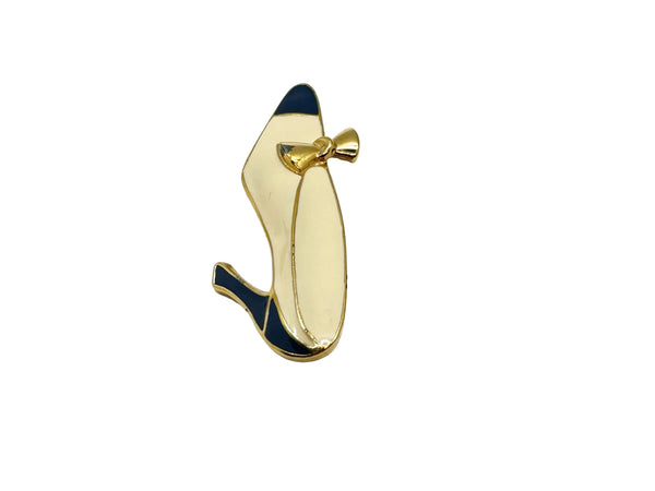 Trifari Cream and Dark Blue Spectator Shoe Brooch