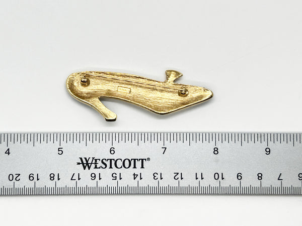 Trifari Cream and Dark Blue Spectator Shoe Brooch