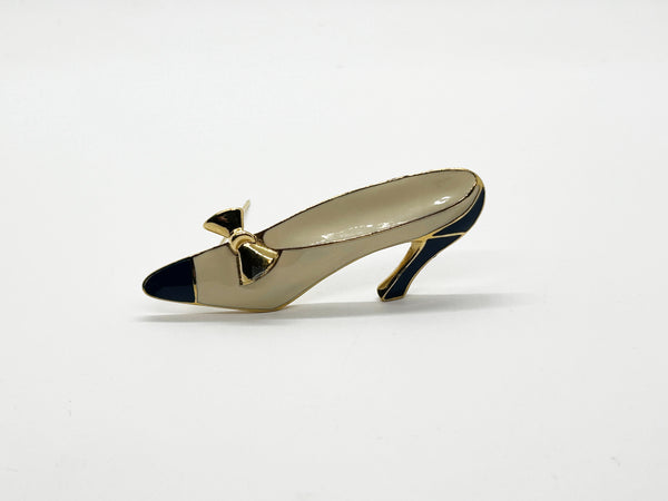 Trifari Cream and Dark Blue Spectator Shoe Brooch