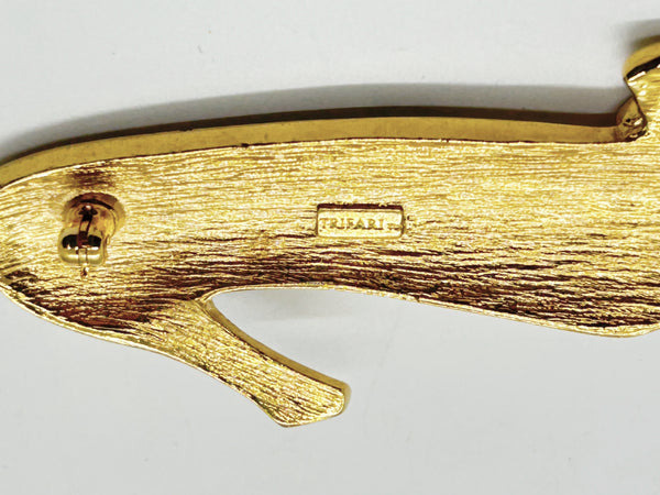 Trifari Cream and Dark Blue Spectator Shoe Brooch