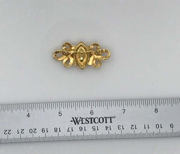 Stylish Swarovski Pin with Frills and Large Sparkly Marquise Stone - Lamoree’s Vintage
