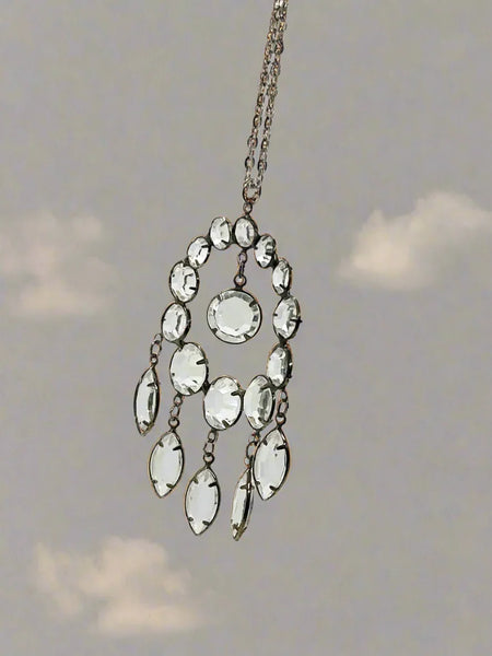 Estate Art Deco Circle Crystal Pendant with Glittering Drops