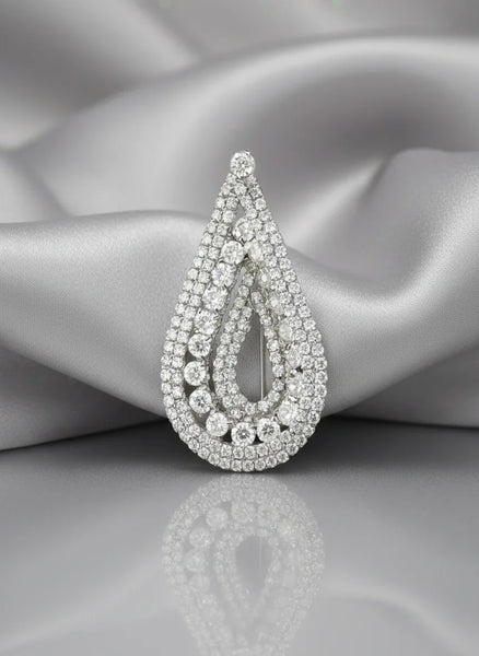 Huge Teardrop Shaped Vintage Rhinestone Brooch