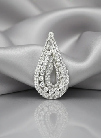 Huge Teardrop Shaped Vintage Rhinestone Brooch