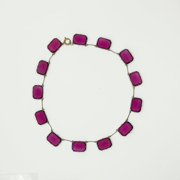 Timeless Beauty- Vintage Czech Violet Clear Stones Necklace - Lamoree’s Vintage