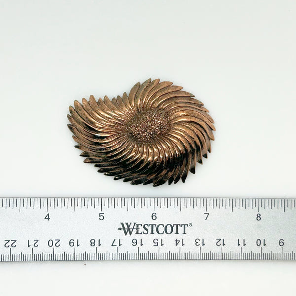 Compelling Vintage Tortolani Copper Toned Shell Brooch