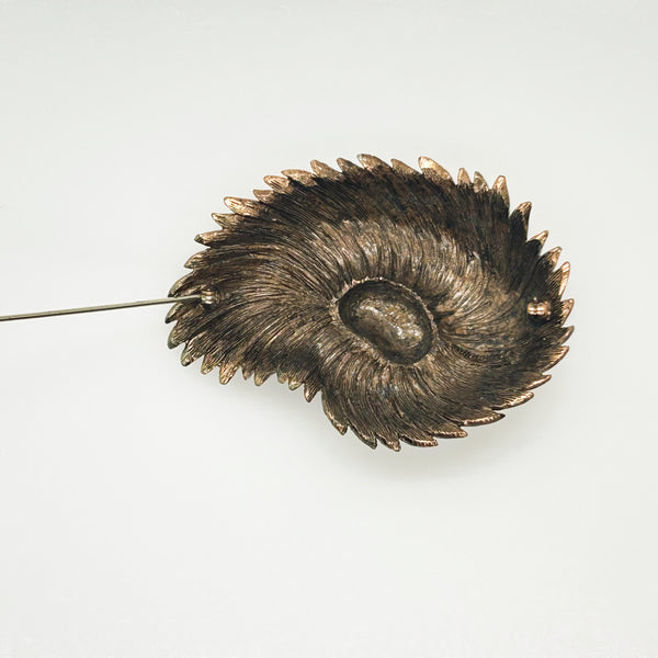 Compelling Vintage Tortolani Copper Toned Shell Brooch