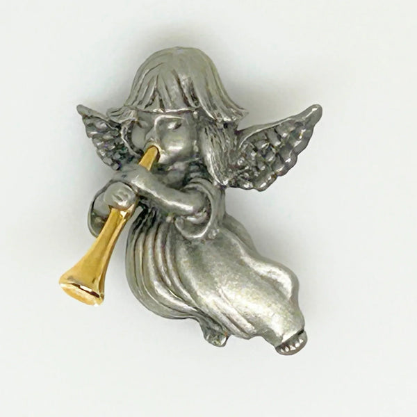 Vintage Daria Two-tone Trumpeting Angel Brooch