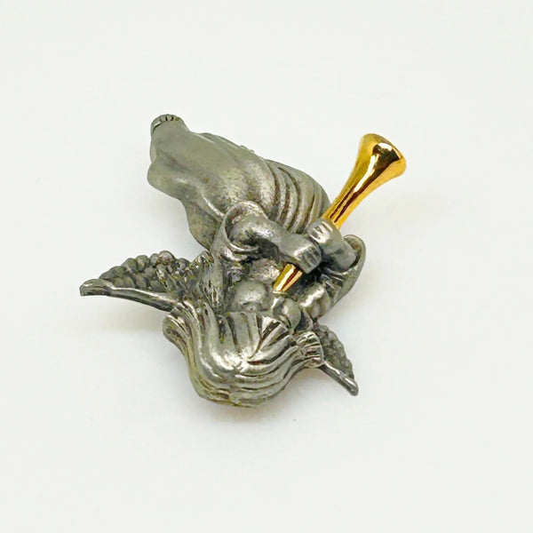 Vintage Daria Two-tone Trumpeting Angel Brooch