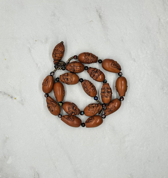 Unique Carved Olive Wood Prayer Beads Luohan Arhats - Lamoree’s Vintage