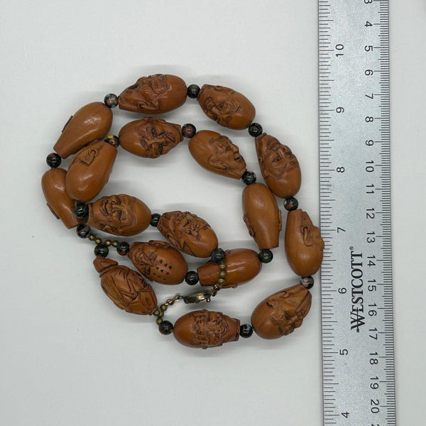 Unique Carved Olive Wood Prayer Beads Luohan Arhats - Lamoree’s Vintage