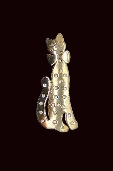 Vintage Signed Ultra Craft Gold Tone Kitty Cat Pin Brooch