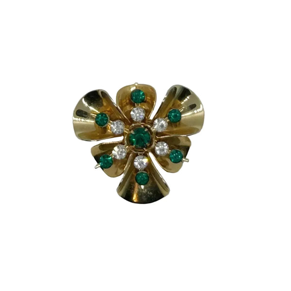 Versatile Vintage Green and White Rhinestone Pin-Pendant