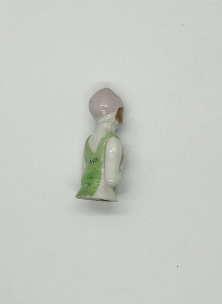 Vintage 1930s Japan Porcelain Sewing Pincushion Flapper Doll in Green - Lamoree’s Vintage