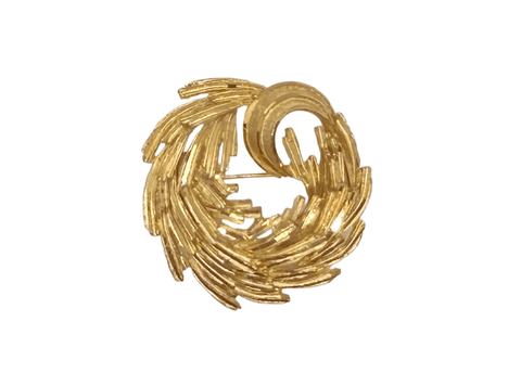 Vintage BSK Modernistic Gold Tone Swirl Brooch - Lamoree’s Vintage
