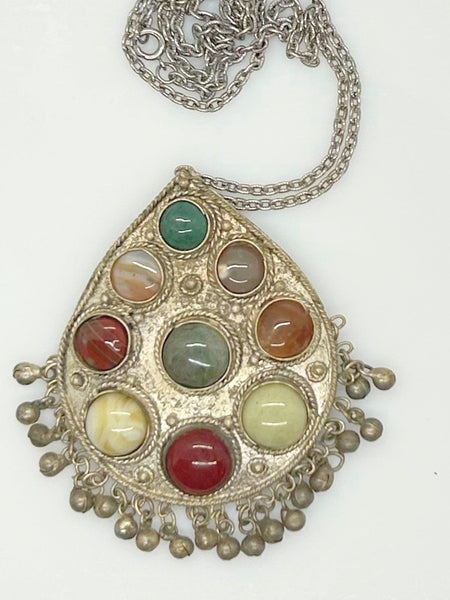 Vintage Celtic Viking Necklace with Various Cabochon Stones - Lamoree’s Vintage