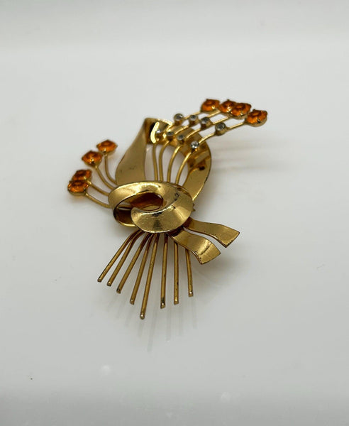 Vintage Coro Sterling Brooch with Golden Stones - Lamoree’s Vintage