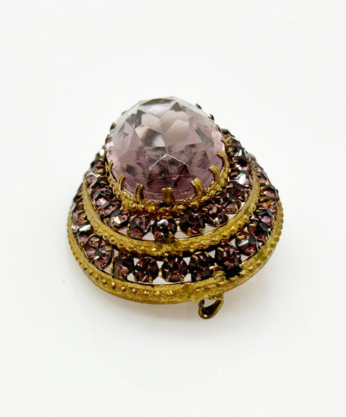 Vintage Czech Layered Brooch with Shades of Violet Stones - Lamoree’s Vintage