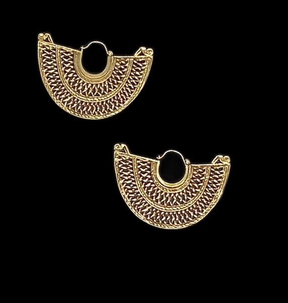 Vintage Gold Filigree Half Moon Earrings - Lamoree’s Vintage