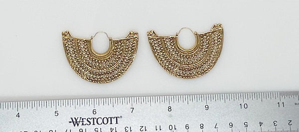 Vintage Gold Filigree Half Moon Earrings - Lamoree’s Vintage