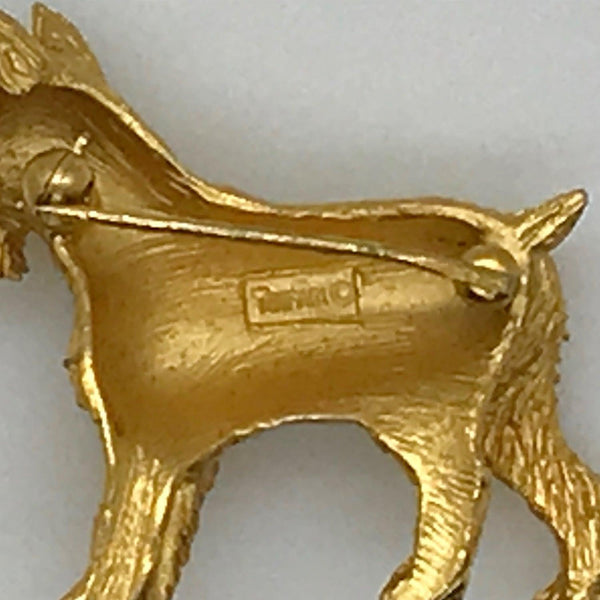 Vintage Gold Tone Crown Trifari Schnauzer Dog Brooch - Lamoree’s Vintage