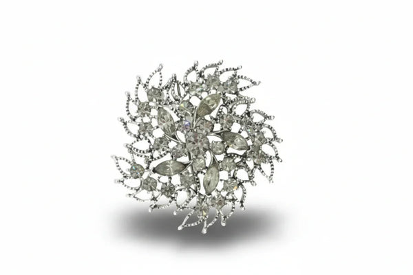 Vintage Gray Rhinestones Swirl Brooch - Uniquely Beautiful!