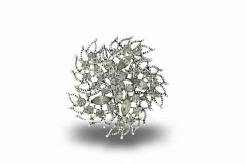 Vintage Gray Rhinestones Swirl Brooch - Uniquely Beautiful!