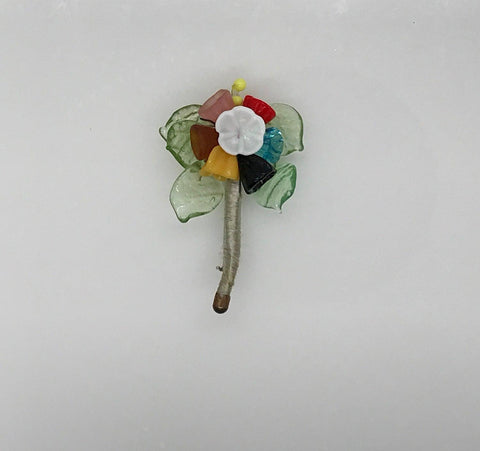 Vintage Handmade Bouquet Brooch with Colorful Glass Flowers - Lamoree’s Vintage