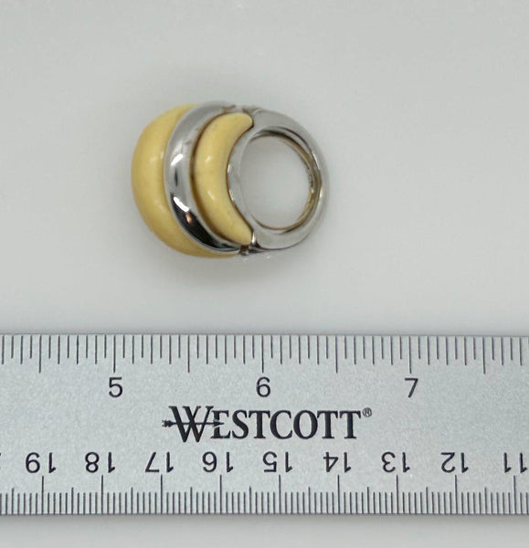 Vintage KJL Buttery Silvertone Double Ribbed Domed Statement Ring Sz 7 - Lamoree’s Vintage