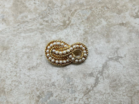 Vintage Knotted Rope Brooch with Pearl Accents - Lamoree’s Vintage