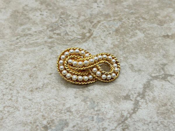 Vintage Knotted Rope Brooch with Pearl Accents - Lamoree’s Vintage