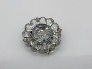 Vintage Layered Round Brooch with Clear Stones - Lamoree’s Vintage