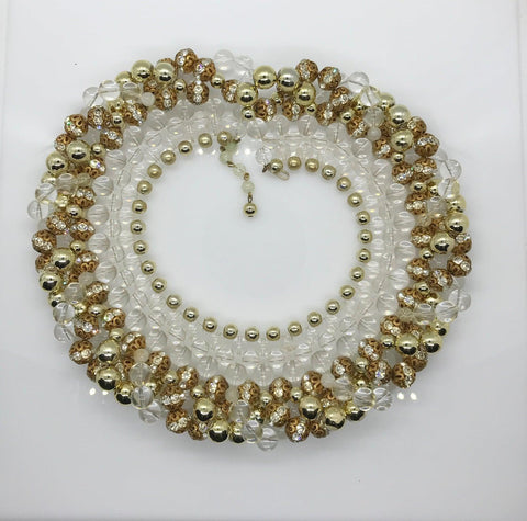 Vintage Lucite and Gold Beaded Statement Runway Collar - Necklace - Lamoree’s Vintage
