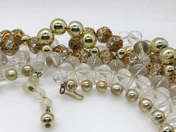 Vintage Lucite and Gold Beaded Statement Runway Collar - Necklace - Lamoree’s Vintage