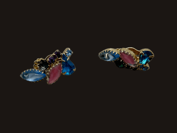 Vintage Multi Colored Juliana Clip On Earrings - Lamoree’s Vintage