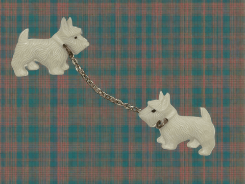 Vintage Tilco Double White Terrier Scottie Brooch - Lamoree’s Vintage
