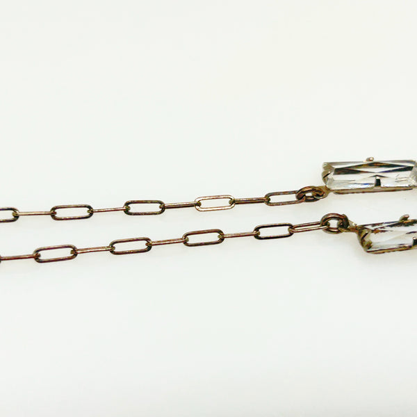 Antique Clear Crystal Sparkling Sterling Necklace with Glittering Drop